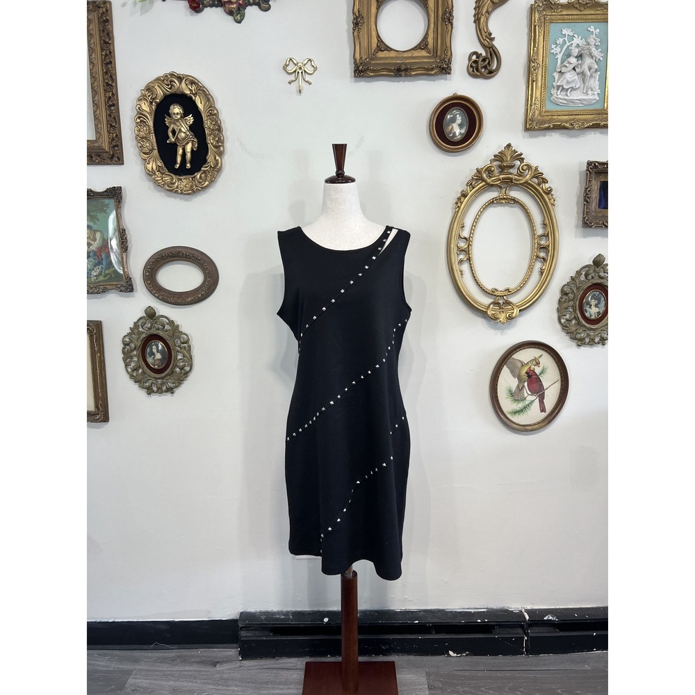Allen B. by Allen Schwartz Black Studded Sleeveless Shift Dress Size L